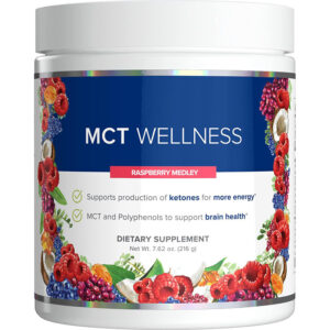 Wellness Powder to Support Energy, Ketone Production and Brain Health, Keto Friendly, Sugar Free (90 Day Supply, Raspberry Medley)